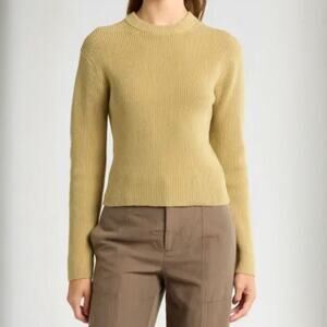 NEW Size Large Vince Drop Shoulder Long Sleeve Crewneck Cotton Rib Knit Sweater